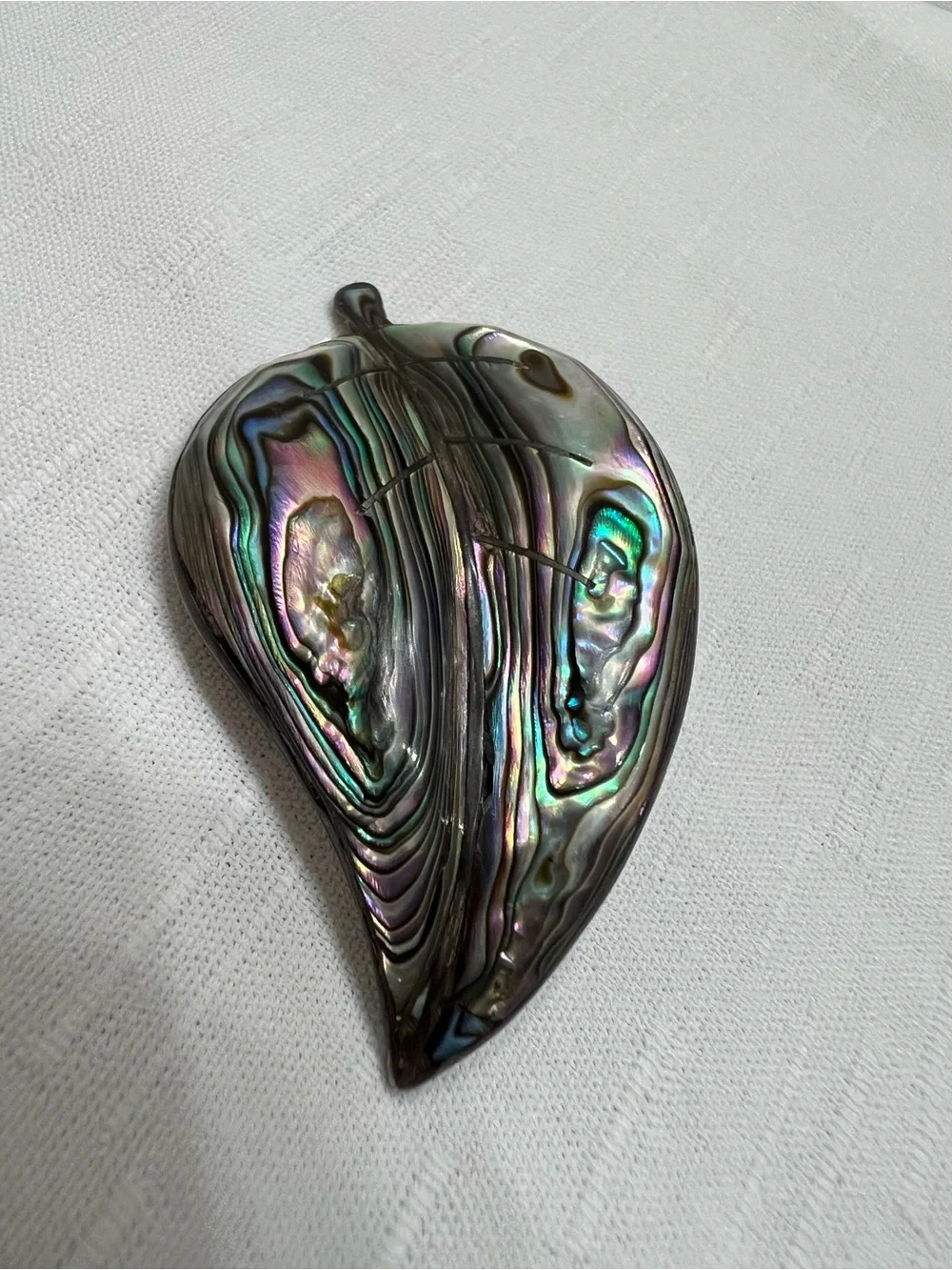 Iridescent Abalone Shell Leaf Brooch 925 HECHO EN MEXICO Multicolor